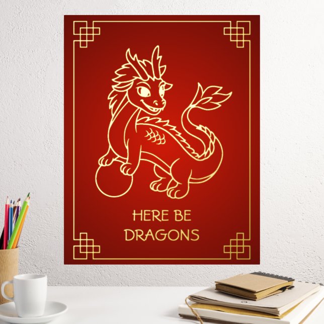 Jahr des Drachen 2024 Chinesischer Zodiac Foliendrucke (In Situ (Schreibtisch 2))