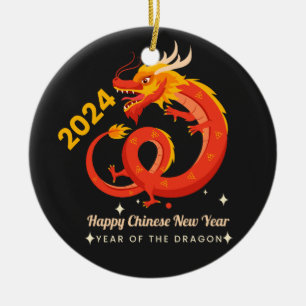 Jahr des Drachen 2024 Chinesisches Neujahr Keramik Ornament