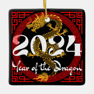 Jahr des Drachen 2024 Chinesisches Sternzeichen Keramikornament