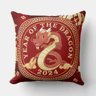 Jahr des Drachen 2024 Chinesisches Zodiakzeichen Kissen