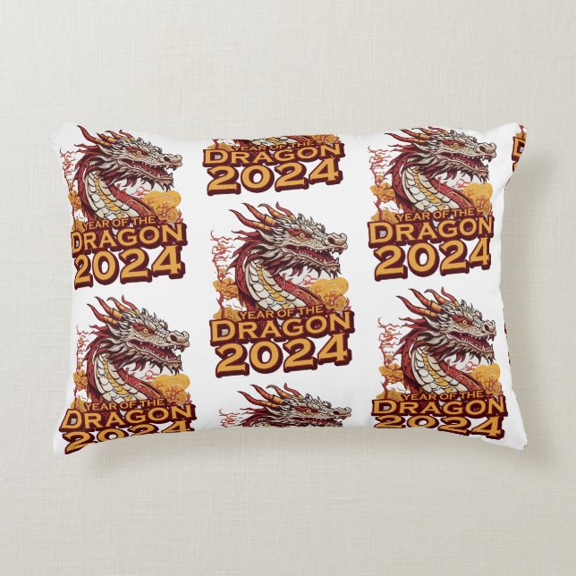 Jahr des Drachen 2024 Drehkissen, Drache 2024 Dekokissen (Vorderseite)