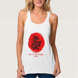 Jahr des Drachen 2024 in Rotem Mond Tank Top