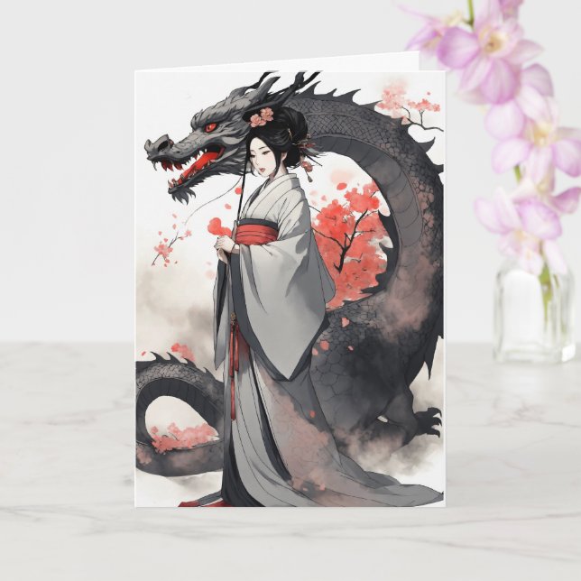Jahr des Drachen 2024 Karte (Orchidee)