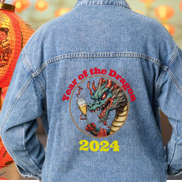Jahr des Drachen 2024 Mondzeichen Jeansjacke