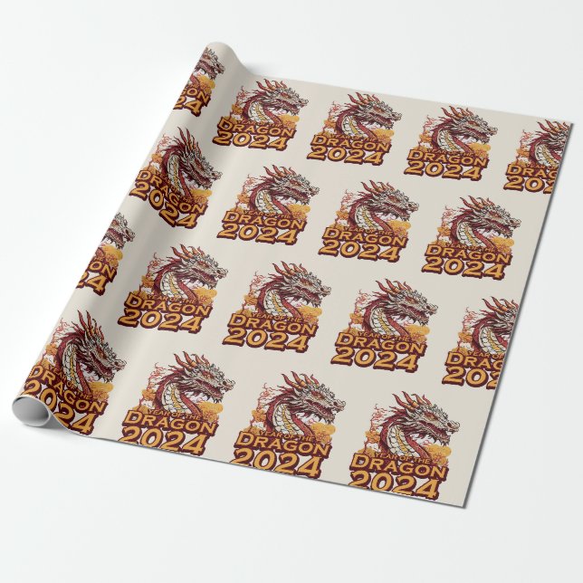 Jahr des Drachen 2024 Packpapiere, Dragon Geschenkpapier (Ungerollt)
