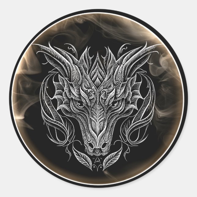 Jahr des Drachen 2024 Runder Aufkleber (Vorderseite)