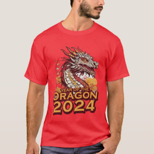 Jahr des Drachen 2024 T - Shirt der Männer, Drache