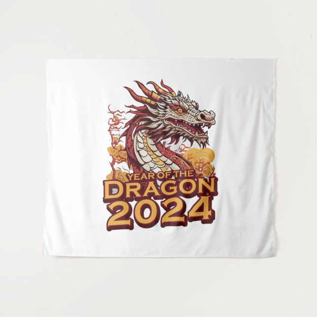 Jahr des Drachen 2024 Wandteppich (Vorderseite (Horizontal))
