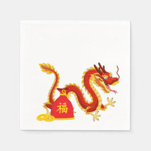 Jahr des Drachen-Cartoon Red Sack Napkins Serviette