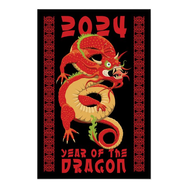Jahr des Drachen - Chinesisches Neujahr 2024 Poster (Vorderseite)