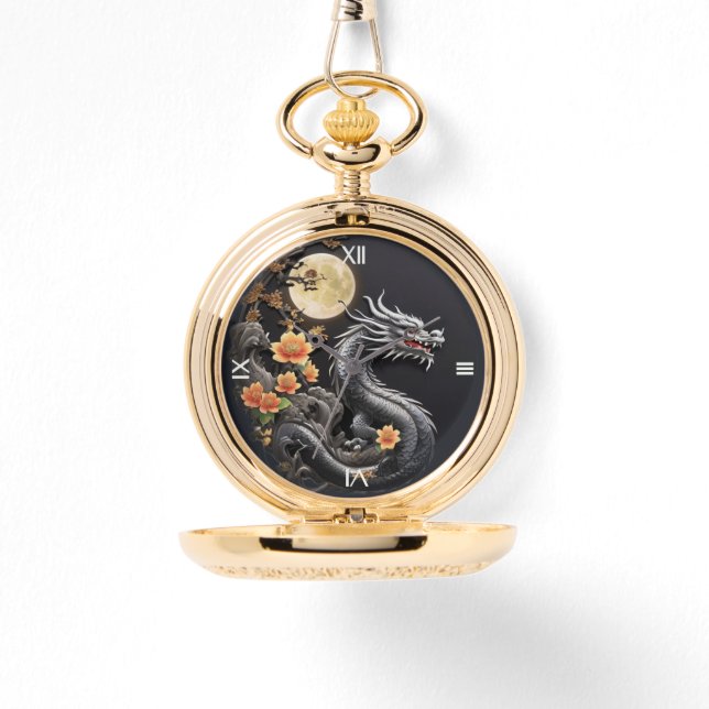 Jahr des Drachen *FALL Pocket Watch Armbanduhr (Vorderseite)