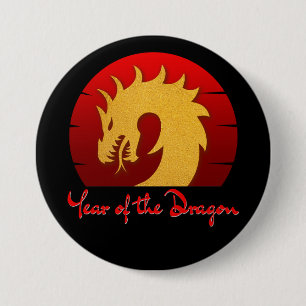 JAHR DES DRACHEN GOLD ROT BUTTON