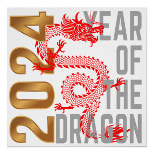 Jahr des Drachen Jahr 2024 Chinesischer Horoskop Poster