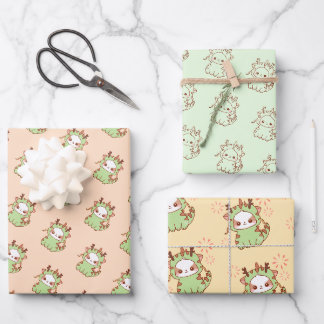 Jahr des Drachen Kawaii Mochi Niedlich Kawaii Geschenkpapier Set