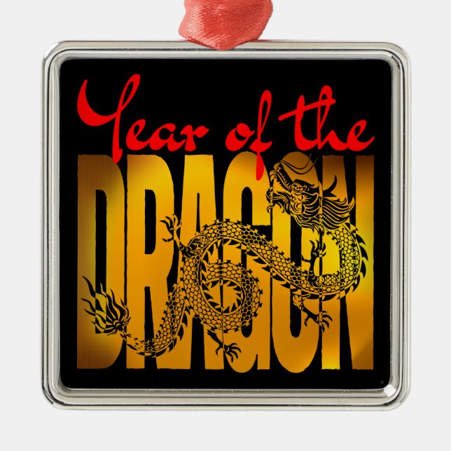 Jahr des Drachen Ornament Aus Metall (Vorne)