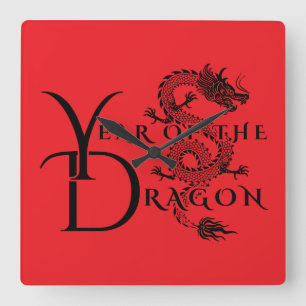 Jahr des Drachen Quadratische Wanduhr
