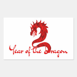JAHR DES DRACHEN  RECHTECKIGER AUFKLEBER
