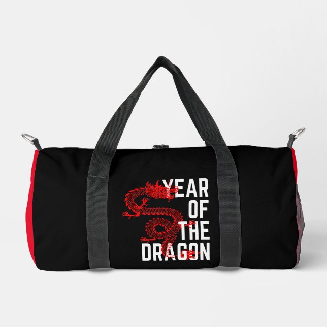 Jahr des Drachen rot weiß Duffle Bag (Vorderseite)