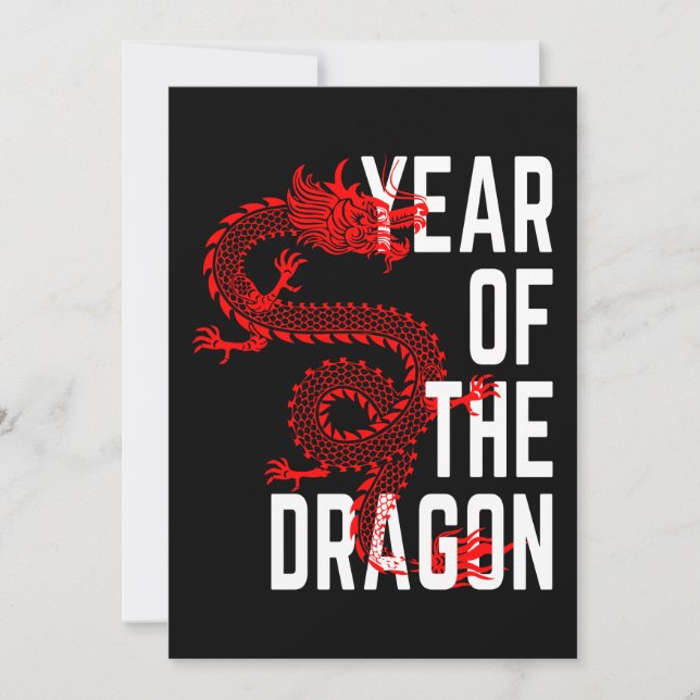 Jahr des Drachen rot weiß Einladung (Vorderseite)