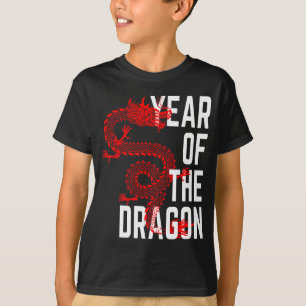Jahr des Drachen rot weiß T-Shirt