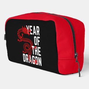 Jahr des Drachen rot weiß Waschbeutel