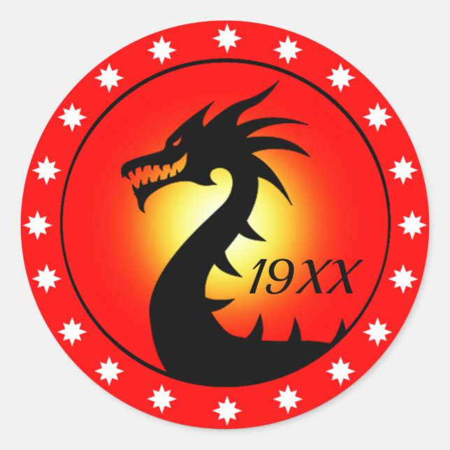 Jahr des Drachen Runder Aufkleber (Vorderseite)