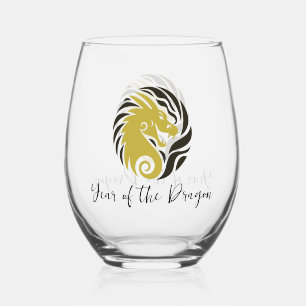 Jahr des Drachendesigns Stemless Wine Glass Weinglas Ohne Stiel