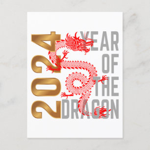 Jahr des Drachenjahres 2024 chinesischer Zodiac Postkarte