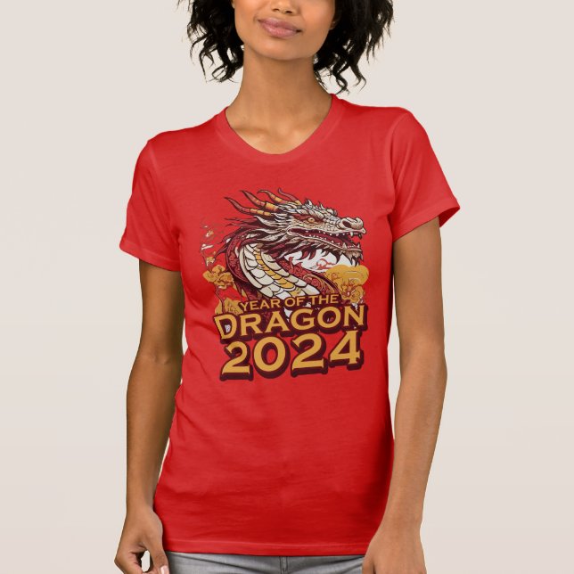 Jahr des Drachenjahres 2024 Frauenanteil T-Shirt (Vorderseite)