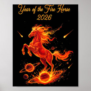 Jahr des Feuerpferdes 2026 chinesisches Neujahr Mo Poster