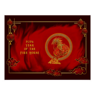 Jahr des Feuerpferdes, Frohes Lunar Neujahr Poster