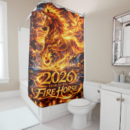 Jahr des Feuerpferds 2026 Duschvorhang