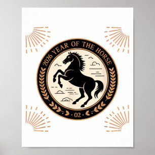 Jahr des Feuerpferds 2026 Festives Chinesisches Ne Poster