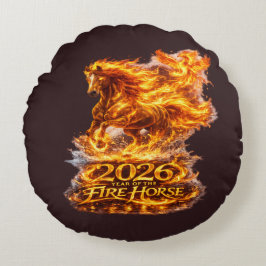 Jahr des Feuerpferds 2026 Rundes Kissen