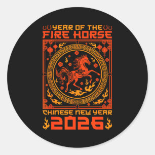 Jahr des Feuerpferds Chinesisches Neujahr 2026 Dek Runder Aufkleber