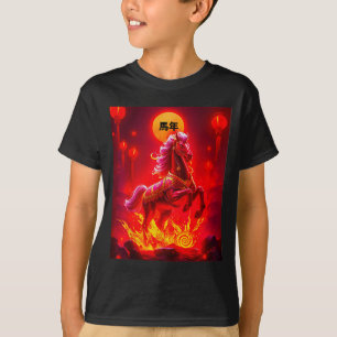 Jahr des Feuerpferds Chinesisches Neujahr 2026 Frü T-Shirt