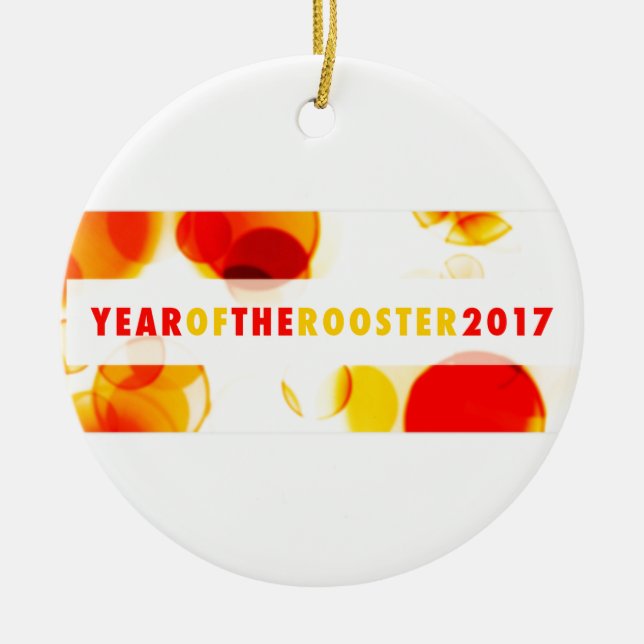 Jahr des Hahns 2017 (Bokeh) Keramikornament (Vorne)
