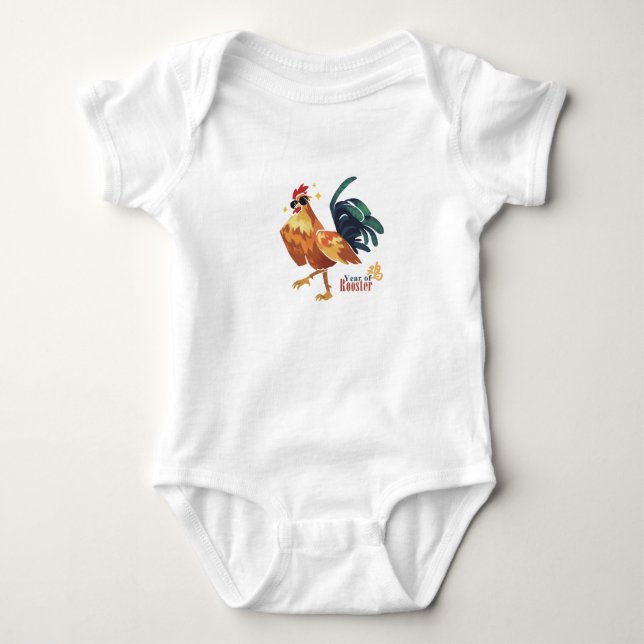 Jahr des Hahns, chinesisches Schriftzeichen, Baby Strampler (Vorderseite)