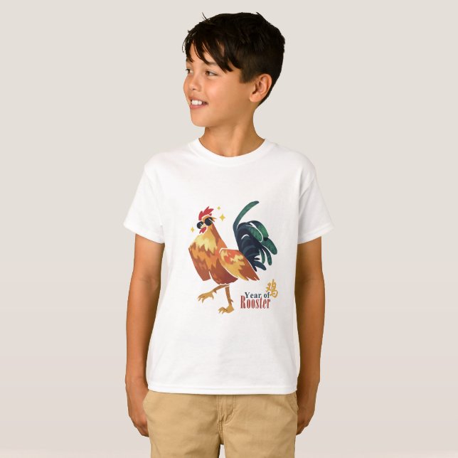 Jahr des Hahns, chinesisches Schriftzeichen, T-Shirt (Vorne ganz)