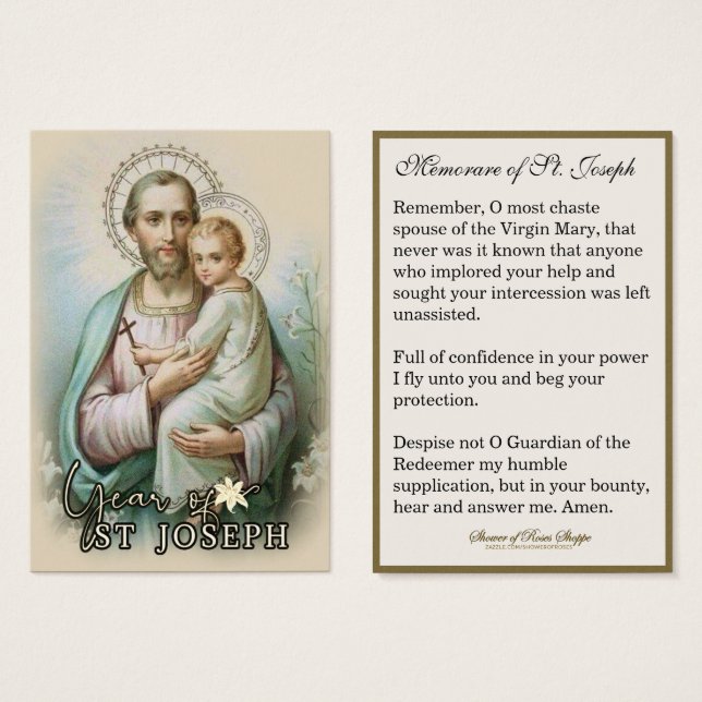 Jahr des hl. Joseph Memorare Gebet katholisch (Vorne & Hinten)