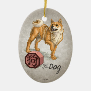 Jahr des Hundes Chinesische Zodiakkunst Keramik Ornament