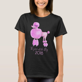 Jahr des Hundes Pink Poodle Hund T - Shirt