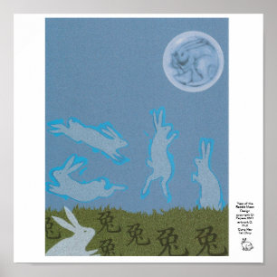 Jahr des Kaninchen-Mond-Entwurfs Poster