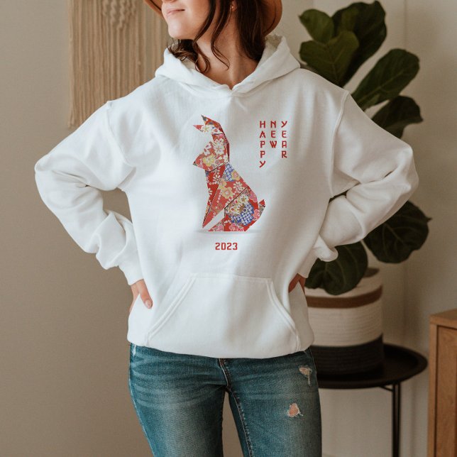 Jahr des Kaninchen-Origami 2023 Hoodie (Von Creator hochgeladen)
