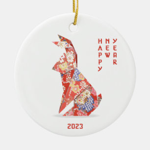 Jahr des Kaninchens 2023 Keramik Ornament