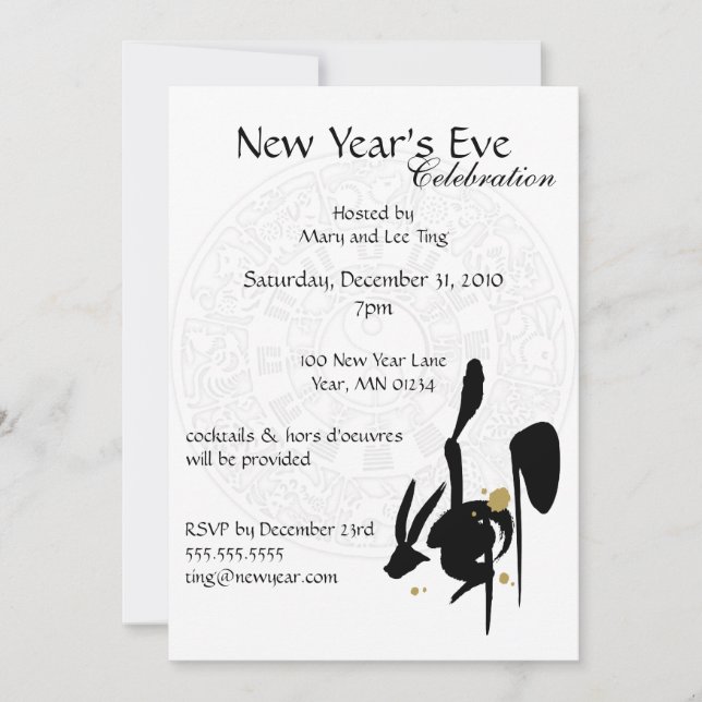 Jahr des Kaninchens Einladung (Vorderseite)