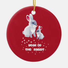 Jahr des Kaninchens. Niedlich Bunnies Keramik Ornament