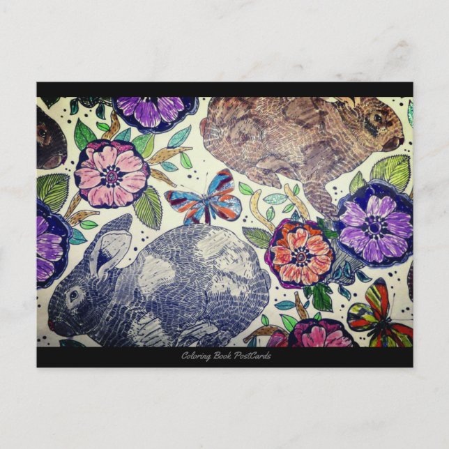 Jahr des Kaninchens | Postkarte für das Farbbuch (Vorderseite)