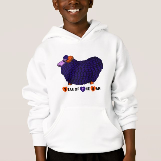 Jahr des Lila T-Shirts für Rammschaf oder Ziege (Vorderseite)