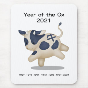 Jahr des Ox-Niedlichen Tieres 2021 Mousepad